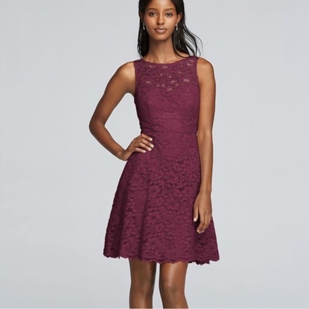 David's Bridal Lace Mini Dress - Deep Burgundy